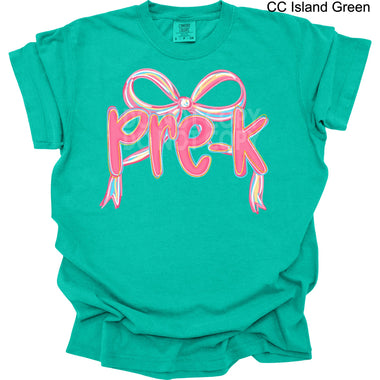 Pre K Pink Bow DTF Transfer (E)