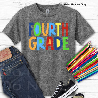 Fouth Grade Boy Block Style Primary Colors DTF Transfer (E)