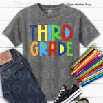Third Grade Boy Block Style Primary Colors DTF Transfer (E)