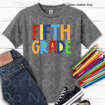 Fifth Grade Boy Block Style Primary Colors DTF Transfer (E)