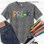 Pre K Boy Block Style Primary Colors DTF Transfer (E)