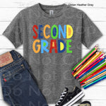 Second Grade Boy Block Style Primary Colors DTF Transfer (E)