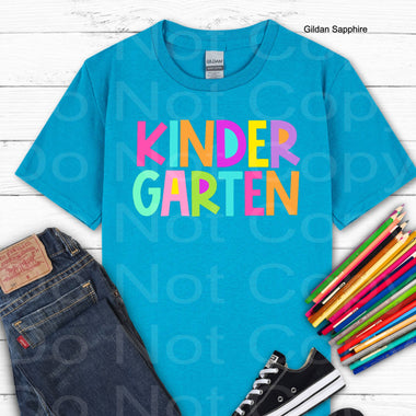 Kindergarten Girl Block Style Primary Colors DTF Transfer (E)