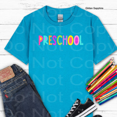 Preschool Girl Block Style Primary Colors DTF Transfer (E)