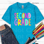 Second Grade Girl Block Style Primary Colors DTF Transfer (E)