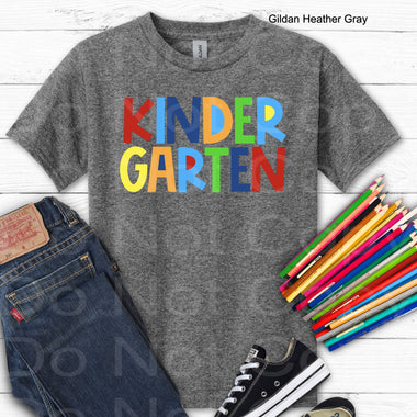 Kindergarten Boy Block Style Primary Colors DTF Transfer (E)