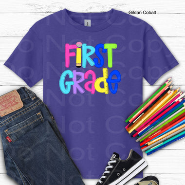 First Grade Girl Primary Colors DTF Transfer (E)