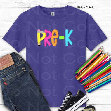 Pre K Girl Primary Colors DTF Transfer (E)