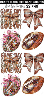 Coquette Football Ready Made DTF Gang Sheets (Adult Size) 22"x48"