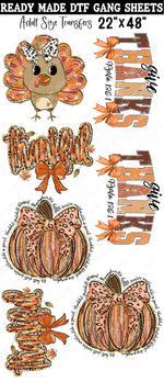 Thankful Glitter Coquette Ready Made DTF Gang Sheets (Adult Size) 22"x48"