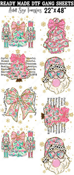 Christmas Glitter Coquette Ready Made DTF Gang Sheets (Adult Size) 22"x48"
