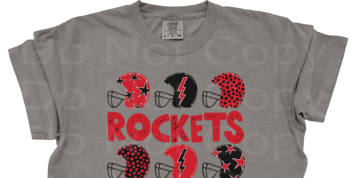 Rockets Black and Red Helmets DTF Transfer (DB) – Wills Creek Designs