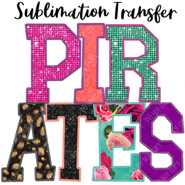 Pirates Floral Mascot Sublimation Transfer