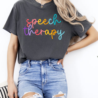 Colorful Cursive SPEECH THERAPY DTF Transfer