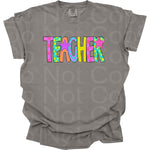 Preppy Bright Pattern Teacher DTF Transfer (AR)