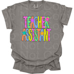 Preppy Bright Pattern Teacher Assistant DTF Transfer (AR)