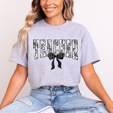 Teacher Black Toile DTF Transfer