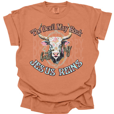 The Devil May Buck but my Jesus Reins DTF Transfer (KD)