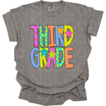 Preppy Bright Pattern Third Grade  DTF Transfer (AR)