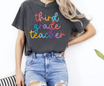 Colorful Cursive THIRD GRADE TEACHER DTF Transfer