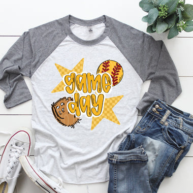Gameday Softball Yellow Gold DTF Transfer