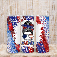 American Mom 20oz Skinny Tumbler with Lid and Plastic Straw