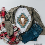 Leather Turquoise Skull Screen Print High Heat Transfer R37
