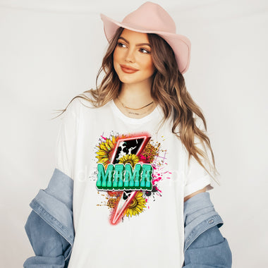 Mama Cow Bolt Screen Print High Heat Transfer U159