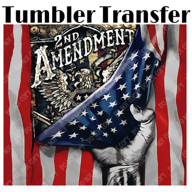 2nd Amendment Flag Hand Skinny Tumbler Seamless Sublimation Transfer