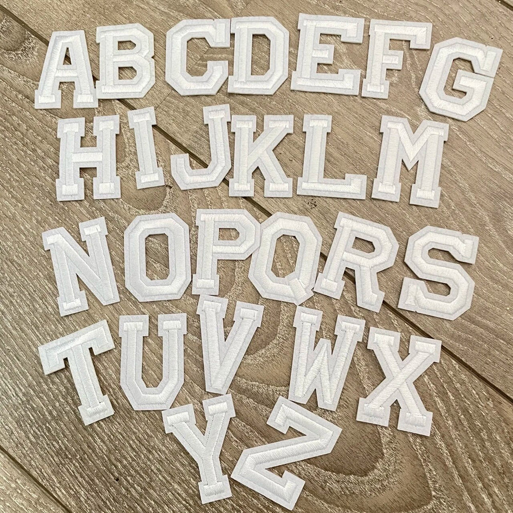 White Embroidered Letters 5cm – Wills Creek Designs