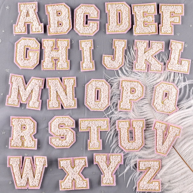 Chienelle Lettering Light Pink Gold Metallic Ivory Chenille Letters 5.5 cm – Wills Creek ...
