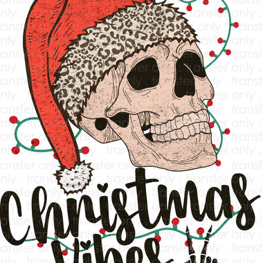 Christmas Vibes Skull Sublimation Transfer