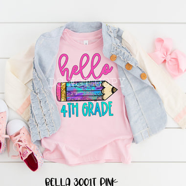 “No restocks” Hello 4th Grade Youth 9” Screen Print Transfer U67