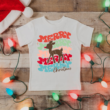 "No restocks" Merry Christmas Reindeer “High Heat” Screen Print Toddler Transfer K37