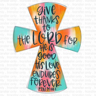 Give Thanks Cross Sublimation Transfer
