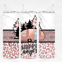 Happy Camper 20oz Skinny Tumbler with Lid and Plastic Straw