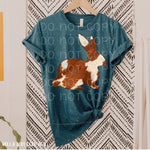 "No restocks" Cowhide Rabbit Screen Print Transfer *High Heat* P58