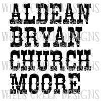 Aldean Bryan Church Moore Digital Download