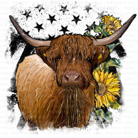 Highland Cow Flower Flag Sublimation Transfer
