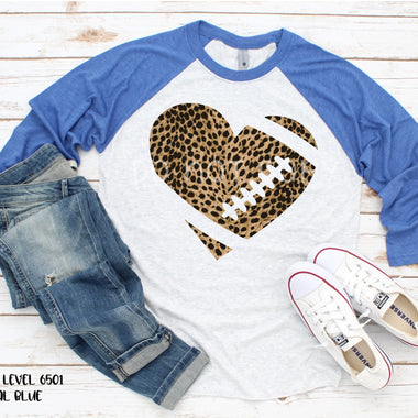 *No Restocks* Football Cheetah Heart Screen Print Transfer *High Heat* W142