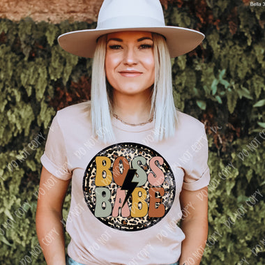“No restocks” Boss Babe Leopard Screen Print High Heat Transfer V70