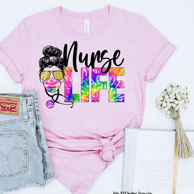 Nurse Life Tie Dye Screen Print High Heat Transfer B61