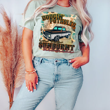 "No Restocks" Dodgin' Potholes Screen Print High Heat Transfer T28