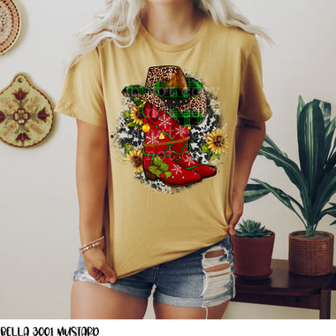 "No Restocks" Christmas Cowboy Boots Screen Print High Heat Transfer R103