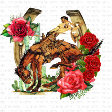 Cowboy Bronco Horseshoe Sublimation Transfer