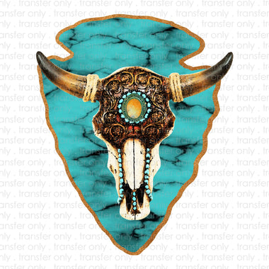 Turquoise BUll SkullSublimation Transfer