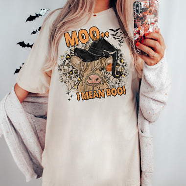 “No restocks” Moo I mean Boo Screen Print High Heat Transfer