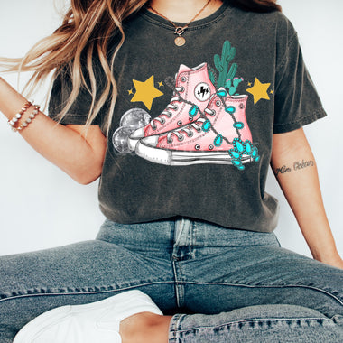 Pink High Top Cactus Screen Print High Heat Transfer U53