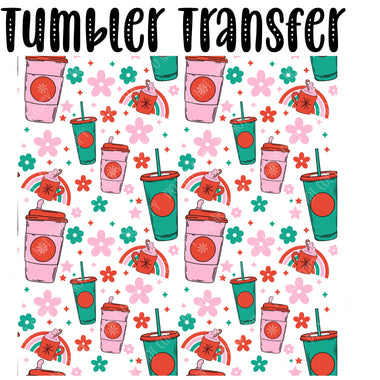 Christmas Coffee Skinny Tumbler Seamless Sublimation Transfer
