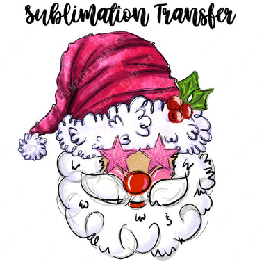 Pink Star Santa Sublimation Transfer
